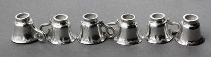 19th Century Antique Dutch Miniature Silver  Teacup and Saucer Set (6 of each)